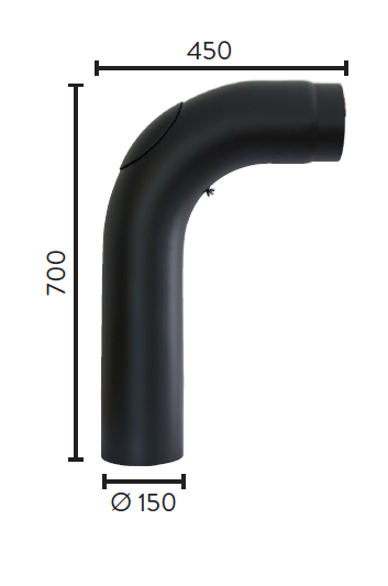 RØYKRØR Ø150 90GR HELBØYD M/L BP