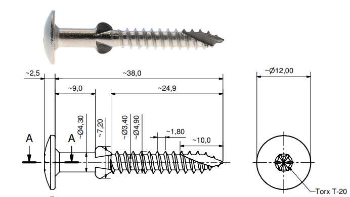 SKRUE SCR-WW 4,9X38 A2 P070