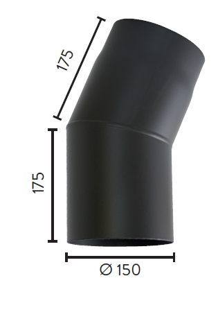 RØYKRØR Ø150 22 GR KNE U/LUKE 2,3MM