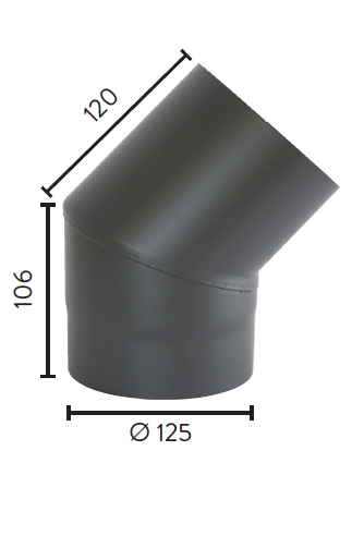 RØYKRØR Ø125 45GR UTEN LUKE GP