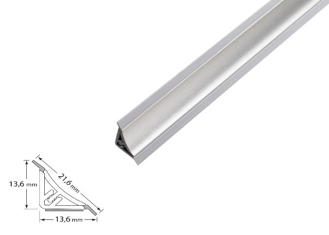 KJØKKENLIST PVC 14 X 14MM STÅL 2,6M