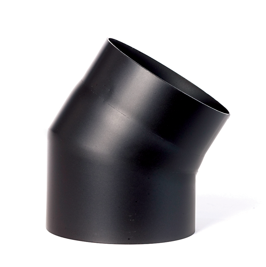 RØKRØR KNE Ø150X30° KORT SORT 2,0MM
