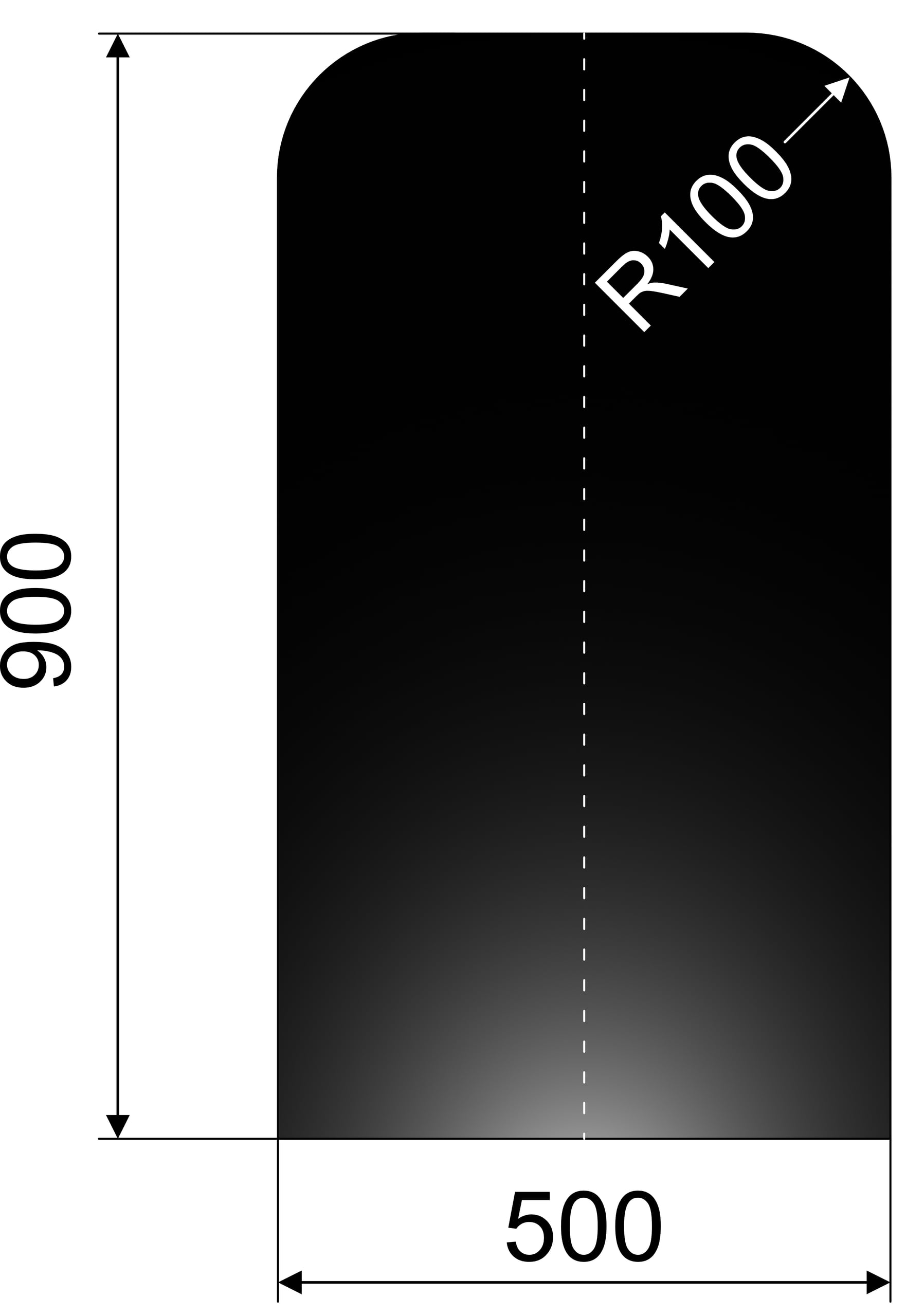 Gulvplate Stål 500x900 Sort Lakk